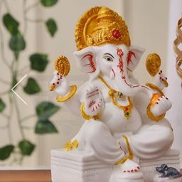 krishnagallery1 White & Gold toned Marble Showpiece-image-130