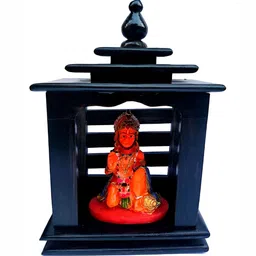 krishnagallery1 Orange & Blue Lord Hanuman With Wooden Temple Showpiece-image-26