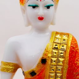 GW CREATIONS White & Orange Marble Buddha Idol Showpiece-image-47