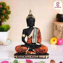 GW CREATIONS Black & Orange Marble Buddha Idol Showpiece-image-66