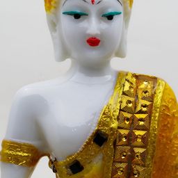 GW CREATIONS Yellow 7 White Buddha Polyresin Idol Showpiece-image-60
