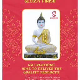 GW CREATIONS White & Yellow Buddha Idol Showpiece-image-30