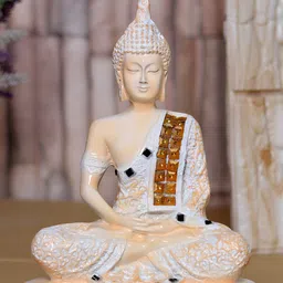 GW CREATIONS Peach & White Marble Buddha Idol Showpiece-picture-27