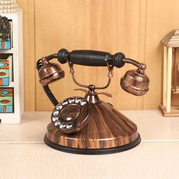 EXIM DECOR Copper-Toned & Black Antique Round Base Dummy Telephone Showpiece-image-23