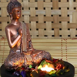 krishnagallery1 Black & Gold Toned Lord Budha Goutam Budh Feng Sui Showpiece-image-67