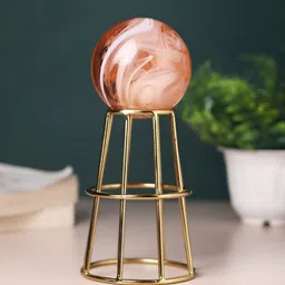 Decor de Maison Gold-Toned & Red Pedestal With Ball Small Curio Showpiece-image-31