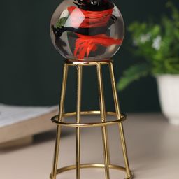 Decor de Maison Crystal Orb's Gold-Toned Pedestal With Ball Curio Showpiece-image-86