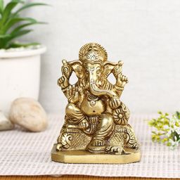 CraftVatika Ganesha Brass Idol Showpiece-image-14