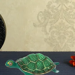 HANDICRAFTS PARADISE Green Textured Metal Tortoise Idol Showpiece-image-14