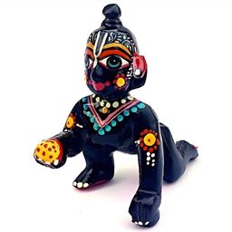 krishnagallery1 Black Tiny Brass Laddu Gopal Showpiece-image-5