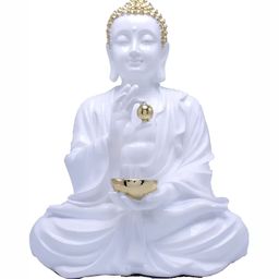krishnagallery1 White & Gold Toned Buddha Idol Showpiece-image-18