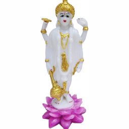 krishnagallery1 White & Gold-Tone Religious Marble Idol Showpiece-image-73