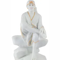 krishnagallery1 White & Gold Toned Sai Baba Marble Showpiece-image-71