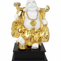 krishnagallery1 White & Gold Buddha Figurine Showpiece-image-4