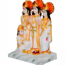 krishnagallery1 White Marble Ram darbar Statue Showpiece-image-0