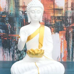 Vikarafty White Buddha Idol Showpiece-image-10