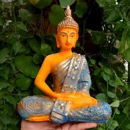 apka mart Blue & Yellow Buddha Idol Showpiece-image-80