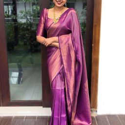 KALINI Ethnic Motifs Woven Design Zari Silk Cotton Banarasi Saree-picture-10