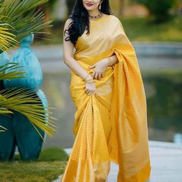 KALINI Polka Dots Woven Design Zari Silk Cotton Banarasi Saree-40