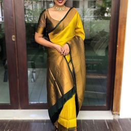 KALINI Geometric Woven Design Banarasi Silk Saree-image-13