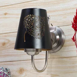 Devansh Black Etched Leaf Wall Mounted Lamp With Steel Base-picture-22