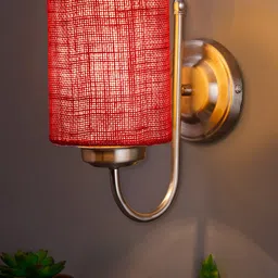 Devansh Maroon Jute wall mounted lamp-image-89