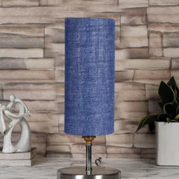 Devansh Blue Textured Steel Table Lamp With Jute Shade-21