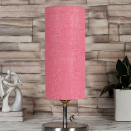 Devansh Pink Textured Steel Table Lamp With Jute Shade-11