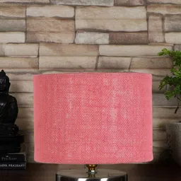 Devansh Pink Textured Steel Table Lamp With Jute Shade-17