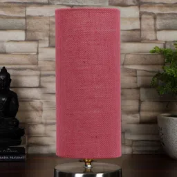 Devansh Pink Textured Steel Table Lamp With Jute Shade-16