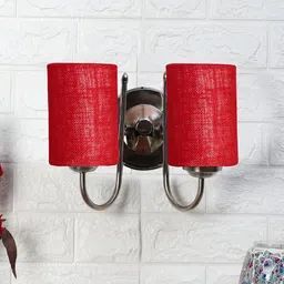 Devansh Maroon Metal Traditional Cylinder Shaped Wall Lamp-image-54