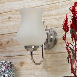 Devansh White & Steel-Toned Mounted Wall Lamp With Glass Shade-picture-25