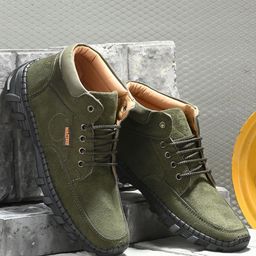Mactree Men Suede Mid-Top Lace-Up Shoes-image-91