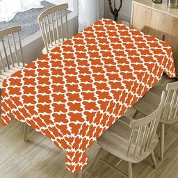 AEROHAVEN Orange & White Digital Printed 4-Seater Rectangle Table Cover-9