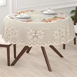 Dakshya Industries Tulip Beige Printed Pure Cotton 2 Seater Table Cover-38