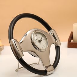 Decor de Maison Silver Toned & Black Printed Round Contemporary Table Clock-image-6