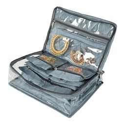 Kuber Industries Grey PVC Laminated Jewellery Organisers With Pouches-34