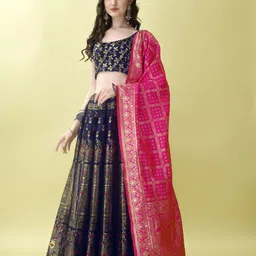 SWAMI STUDIO Ready to Wear Lehenga & Unstitched Blouse With Dupatta-image-48