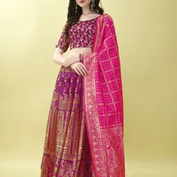 SWAMI STUDIO Ready to Wear Lehenga & Unstitched Blouse With Dupatta-image-49