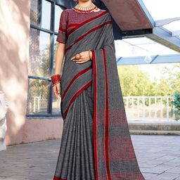 Anouk Grey Striped Woven Design Saree-image-68