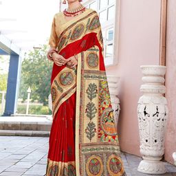 Anouk Red Ethnic Motifs Printed Saree-image-33