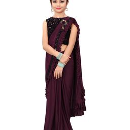 Dhyey Fashion Girls Sequinned Ready to Wear Saree-picture-54
