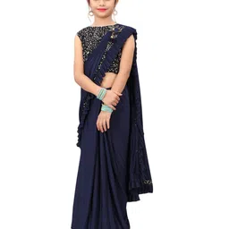 Dhyey Fashion Girls Sequinned Ready to Wear Saree-image-100