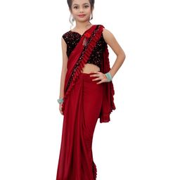 Dhyey Fashion Girls Sequined Ready To Wear Saree-image-66