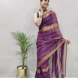Sidhidata Striped Pure Georgette Ready to Wear Saree-picture-0