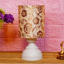 foziq White & Gold-Toned Printed Table Lamps With Shade-9