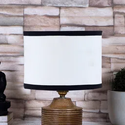 Devansh White & Brown Textured Table Lamps With Shade-10