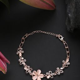 SOHI Women Rose & Silver-Toned Gold-Plated Link Bracelet-image-57