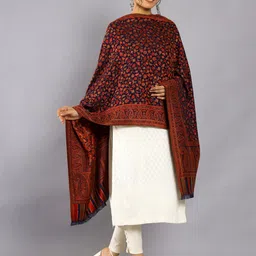 HANDICRAFT PALACE Woven Design Wool Shawl-15