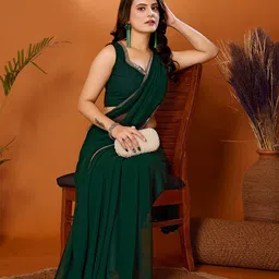FABMORA Embellished Mirror Work Saree-56